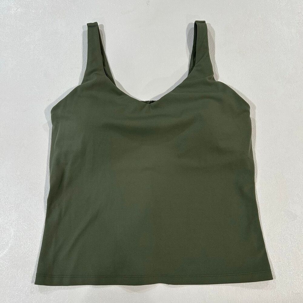 Offline by Aerie Olive Green Tank Top Built In Bra Stretchy Lounge Active Top Si - Picture 3 of 8